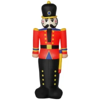 HOMCOM 6’ Christmas Inflatable Nutcracker Toy Soldier, Outdoor Blow-Up Yard Decoration with LED Lights Display(m-1)