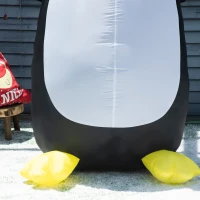 HOMCOM 8ft Christmas Inflatables Outdoor Decorations Penguin with Merry Christmas Banner, Blow-Up Yard Christmas Decor with LED Lights Display(m-9)