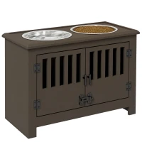 PawHut Dog Food Storage Cabinet with Bowls & Dog Feeding Station, Espresso(m-11)