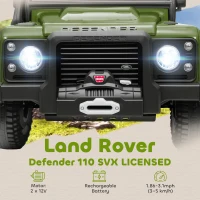 Qaba Land Rover Licensed Kids Ride on Truck with Remote Control, Spring Suspension, LED Lights, 3 Speed, Dark Green(m-4)