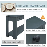 Rustic Chic Console Table with Storage Drawers, Bottom Shelf, Solid Wood Frame, Ideal for Entryway, Hallway, 63" L x 14" W x 30" H, Navy(m-5)