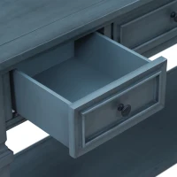 Classic Retro Console Table with 3 Drawers, Open Shelf, Solid Pine Wood Frame, Vintage Metal Handles, 50" L x 15" W x 30" H, Navy(m-9)