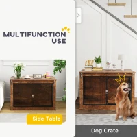 PawHut 39" Dog Crate Furniture with Flip-up Top Opening, 2 Doors, Dog Kennel Furniture for Large Dogs, Rustic Brown(m-4)