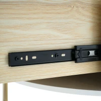 Modern Round Coffee Table with 2 Large Drawers, MDF Construction and Golden Legs, 31.5" L x 31.5" W x 17" H, Gold+White(m-7)