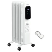 HOMCOM 24.75" Electric Space Heater, Freestanding 161 Sq. Ft. Heater with 3 Modes, Timer, and Remote, 1500 W, White(m-1)