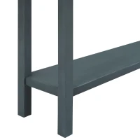 Rustic Entryway Console Table with Two Size Drawers, Bottom Shelf, Distressed Finish, Solid Timber Frame, 60" L x 11" W x 34" H, Navy(m-11)