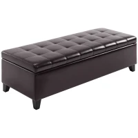 HOMCOM 51" Ottoman Storage Bench, Faux Leather Storage Chest with Lift Top, Tufted Ottoman for Living Room, Entryway, Dark Brown(m-1)