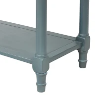 Elegant Narrow Console Table with Storage Drawers, Bottom Shelf, Tapered Legs, Round Knobs, Solid Wood Frame, 24" L x 13" W x 31" H, Navy(m-12)