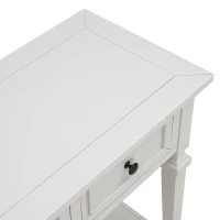 Classic Retro Console Table with 3 Drawers, Open Shelf, Solid Pine Wood Frame, Ideal for Entryway, Hallway, 50" L x 15" W x 30" H, White(m-11)