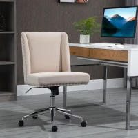 Vinsetto Mid Back Home Office Chair, Task Chair with Tilt, 360° Swivel, Padded Desk Chair with Adjustable Height, Beige(m-2)
