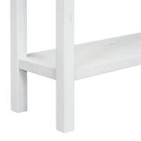 Rustic Entryway Console Table with Two Sizes of Drawers, Bottom Shelf, Ideal for Living Room, Hallway, 60" L x 11" W x 34" H, White(m-14)