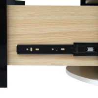 Modern Round Coffee Table with 2 Large Drawers, MDF Construction, Mrable Sofa Table with Golden Legs, 31.5" L x 31.5" W x 17" H, Black+Gold(m-7)