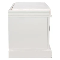 Storage Bench with Comfortable Seat and Adjustable Shelves, Shoe Bench with Removable Cushion for Entryway, 443" L x 16" W x 17.5" H, White(m-13)