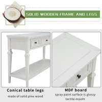 Classic Retro Console Table with 3 Drawers, Open Shelf, Solid Pine Wood Frame, Ideal for Entryway, Hallway, 50" L x 15" W x 30" H, White(m-5)