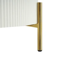 Modern Round Coffee Table with 2 Large Drawers, MDF Construction and Golden Legs, 31.5" L x 31.5" W x 17" H, Gold+White(m-9)