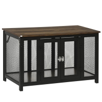 PawHut Furniture Style Dog Crate with Openable Top, Big Dog Crate End Table, Puppy Crate for Small Dogs Indoor, Spacious Interior, Pet Kennel, Brown, Black