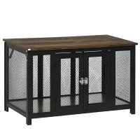 PawHut Furniture Style Dog Crate with Openable Top, Big Dog Crate End Table, Puppy Crate for Small Dogs Indoor, Spacious Interior, Pet Kennel, Brown, Black(m-1)