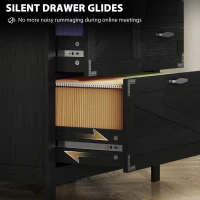 HOMCOM Lateral Filing Cabinet, Farmhouse File Cabinet with 4 Drawers, Fit Letter/A4/Legal Hanging Files, Black Wood Grain(m-6)