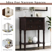 Narrow Console Table with 3 Storage Drawers, Bottom Shelf, Slim Sofa Table for Entryway, Living Room, 24" L x 13" W x 31" H, Dark Brown(m-4)