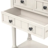 Solid Wood Narrow Console Table with Storage Drawers, Bottom Shelf, Slim Sofa Table for Entryway, Living Room, 24" L x 13" W x 31" H, White(m-9)