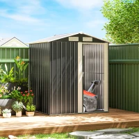 Outsunny 5ft x 4ft Garden Metal Storage Shed, Tool Storage Shed with Top Vents, Sliding Door, Sloped Roof and Foundation Kit for Garden, Patio, Lawn, Dark Grey(m-8)