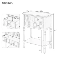 Elegant Narrow Console Table with Storage Drawers, Bottom Shelf, Tapered Legs, Round Knobs, Solid Wood Frame, 24" L x 13" W x 31" H, Navy(m-3)