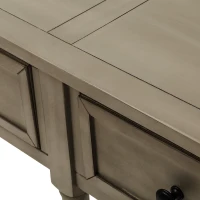 Console Table with Two Storage Drawers and Bottom Shelf, Solid Wood Frame, Easy Assembly, 58" L x 11" W x 34" H, Gray(m-9)