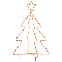 Outsunny 30" Outdoor LED Christmas Tree Rope Lights, LED Outdoor Christmas Decoration with Ground Stakes, Warm White(m-1)