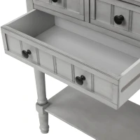 Narrow Console Table with 3 Storage Drawers, Bottom Shelf, Solid Wood Frame, Ideal for Entryway, Living Room, 24" L x 13" W x 31" H, Gray(m-9)