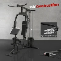Soozier Multifunction Home Gym System, Workout Station with 99Lbs Weight Stack, for Full Body Exercise(m-6)