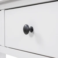 Mid-Century Retro Console Table with 2 Open Shelves, 3 Drawers, Pine Solid Wood Frame, Circular Handles, 50" L x 16" W x 30" H, White(m-10)