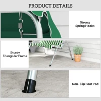 Outsunny 3-Person Porch Swing with Canopy Outdoor Patio Swing Chair for Adults, Steel Frame, Cushions, Armrests, Green(m-7)
