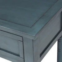 Daisy Series Console Table, Traditional Design with Two Drawers and Bottom Shelf, Pine Wood Frame, 35.5" L x 14" W x 30" H, Navy(m-11)