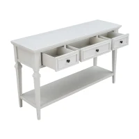 Classic Retro Console Table with 3 Drawers, Open Shelf, Solid Pine Wood Frame, Ideal for Entryway, Hallway, 50" L x 15" W x 30" H, White(m-2)
