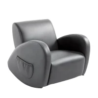 Qaba Kids Sofa Rocking Chair with Side Pocket, PU Leather Toddler Armchair for Children Grey(m-1)
