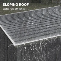 Outsunny 5'x7' Lean to Galvanized Metal Shed with Foundation, Garden Tool Storage House with Sliding Door and 2 Vents, Dark Grey(m-7)