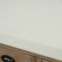 Rustic Storage Bench with 3 Drawers and Rattan Baskets, Acacia Wood Shoe Bench for Entryway, 42" L x 15.5" W x 19" H, White+Wood(m-13)