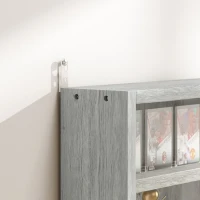 HOMCOM 5-Tier Display Cabinet, Shot Glass Display Case, Glass Curio Cabinet with 2 Glass Doors and 4 Adjustable Shelves, Grey(m-10)