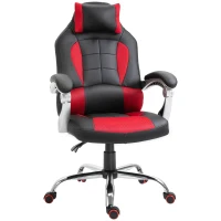 HOMCOM Racing Gamer Chair, High Back Faux Leather Gaming Chair with Headrest and Lumbar Support, Red(m-1)
