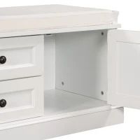 Storage Bench with Comfortable Seat and Adjustable Shelves, Shoe Bench with Removable Cushion for Entryway, 443" L x 16" W x 17.5" H, White(m-12)