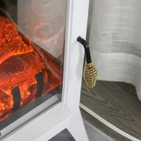HOMCOM 23" Electric Fireplace Heater, Fire Place Stove with Realistic LED Flames and Logs and Overheating Protection, 750W/1500W, White(m-9)