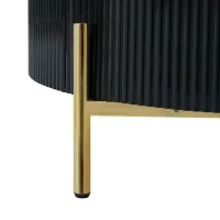 Modern Round Coffee Table with 2 Large Drawers, MDF Construction, Mrable Sofa Table with Golden Legs, 31.5" L x 31.5" W x 17" H, Black+Gold(m-6)