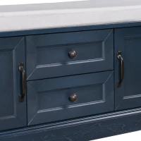 Storage Bench Comfortable Seating, Adjustable Shelves and Removable Cushion for Entryway, 43" L x 16" W x 17.5" H, Antique Navy(m-11)
