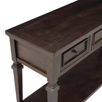 Classic Retro Console Table with 3 Drawers, Open Shelf, Pine Wood Frame, Perfect for Entryway, Living Room, 50" L x 15" W x 30" H, Dark Brown(m-8)