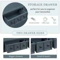 Rustic Entryway Console Table with Two Size Drawers, Bottom Shelf, Distressed Finish, Solid Timber Frame, 60" L x 11" W x 34" H, Navy(m-7)