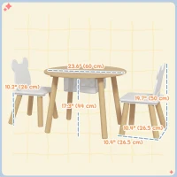 Qaba 3 Pieces Kids Table and Chair Set, Activity Table and Chair Set with Bear-Shaped Chairs, Mesh Bag(m-3)