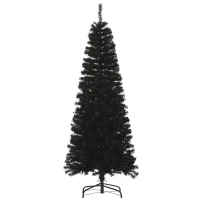 HOMCOM 6 FT Artificial Christmas Tree with Stand, Pencil Xmas Tree, Holiday Home Indoor Decoration for Party, Black(m-1)