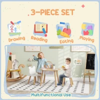 Qaba 3 Pieces Kids Table and Chair Set, Activity Table and Chair Set with Bear-Shaped Chairs, Mesh Bag(m-6)