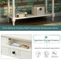 Daisy Series Console Table with Two Drawers and Bottom Shelf, Easy Assembly, Pine Wood Frame, 35.5" L x 14" W x 30" H, Ivory White(m-5)