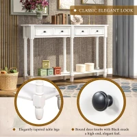 Console Table with Two Storage Drawers and Bottom Shelf, Easy Assembly for Living Room or Entryway, 58" L x 11" W x 34" H, Ivory White(m-4)